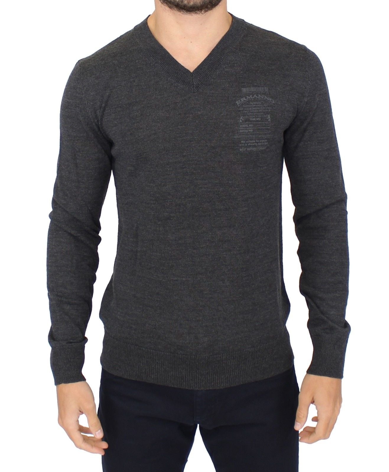 Ermanno Scervino grey wool blend V-neck sweater